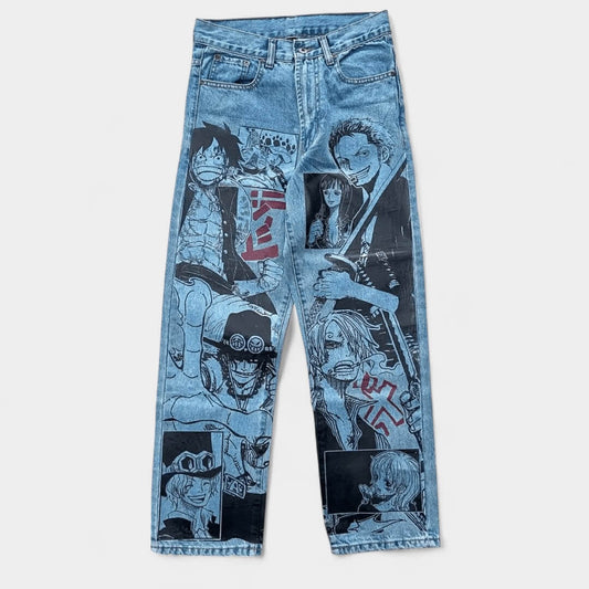 Jeans Desenho A Mão Tropa One Piece