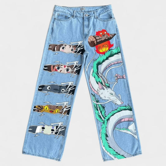 Jeans Desenho A Mão Studio Ghibli