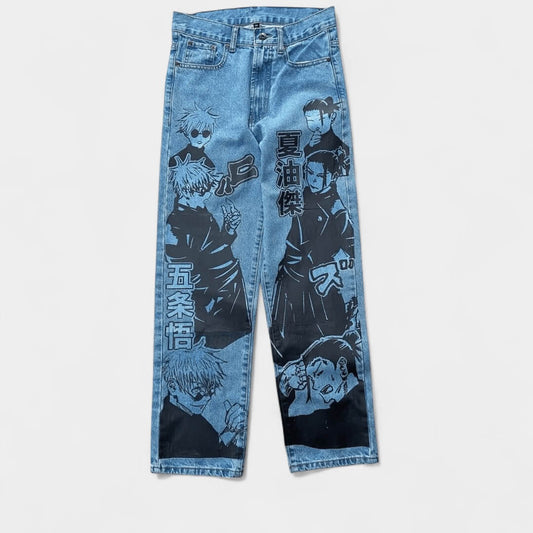 Jeans Desenho A Mão Dupla Insana Jujutsu Kaisen