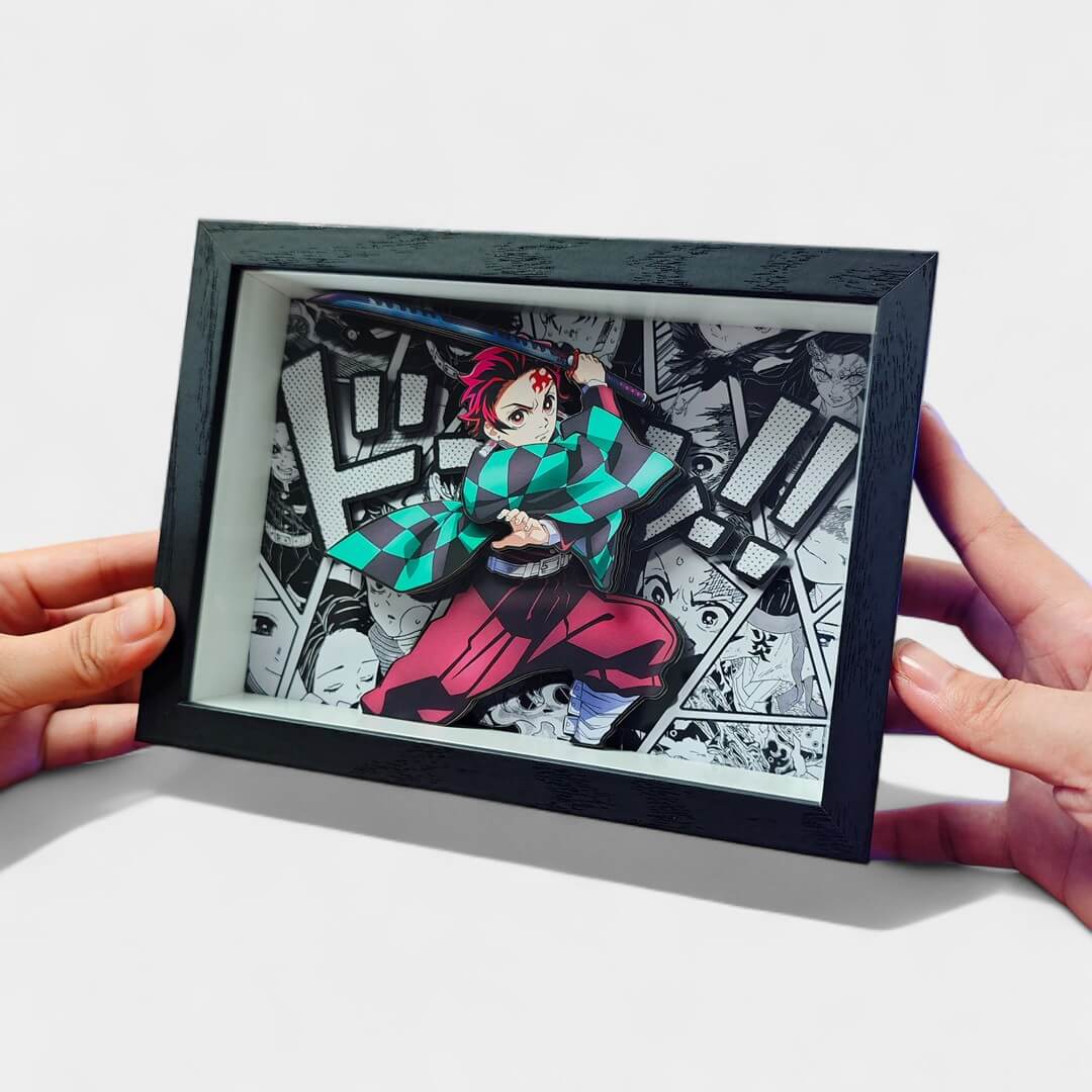 QUADRO DE VIDRO 3D DE DEMON SLAYER